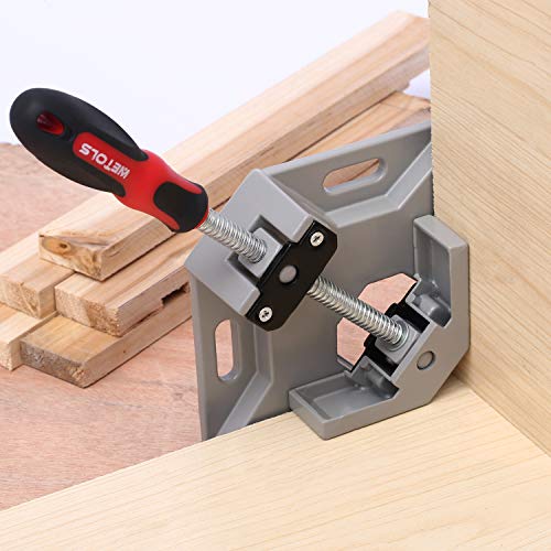 WETOLS Corner Clamp 2pcs 90 Degree Right Angle Clamp with Adjustable Aluminum Alloy Swing Jaw, Single Handle Clamps for Woodworking, Photo Framing, WETOLS