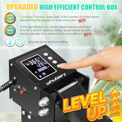 Whubefy Heat Press Machine for T-Shirts 15x15 Slide Out Drawer with Counting Function & 3 Pre-Set Modes, Pressure Knob, Digital Industrial Clamshell Whubefy