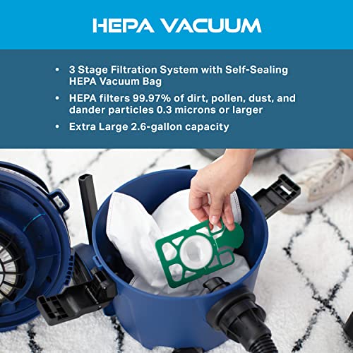 Powr-Flite Newton Compact Vacuum Cleaner Canister with HEPA Filtration, Portable Vacuum for Hardwood Floors and Rugs, PV610-Q10-U Powr-Flite