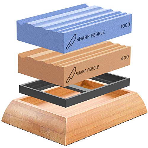 Sharp Pebble Sharpening Stones for Wood Carving Tools-Two Whetstones Grit 400 & 1000 Gouge Sharpener- Waterstone Sharpening System for Wood Carving