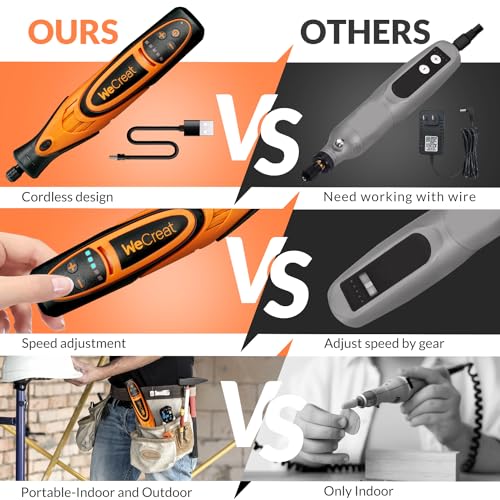 WECREAT Rotary Tool, 5-Speed Engraving Pen and Cordless USB Charging Rotary Tool Kit with 175 Accessories WECREAT
