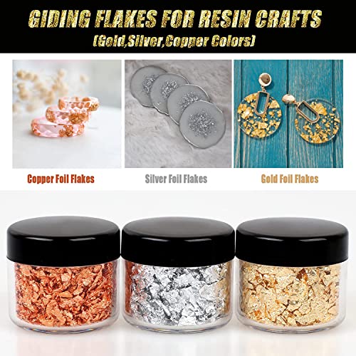 Mingjieus Gold Foil Flakes, 24 Color, Metallic Foil Flakes, Gilding Flakes, Gold Leaf Flakes, Gold Flakes for Resin, Nails, Painting, Crafts Mingjieus