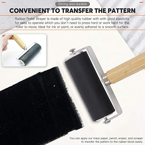 Rustark 24 Pieces Block Printing Starter Tool Kit with Whetstone, Stamp Block, Carving Tools, Tracing Papers,Pencil, Gloves,Eraser and Scrapper, Rustark