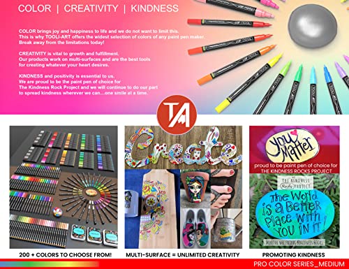 TOOLI-ART 22 Acrylic Paint Markers Paint Pens Pro Color Series Set 3mm Medium Tip for Rock Painting, Glass, Mugs, Wood, Metal, Glass Paint, Canvas, TOOLI-ART