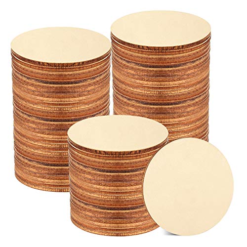 120 Pieces 2 Inch Unfinished Wooden Circles Blank Natural Round Wood Slices Wooden Cutout Tiles for DIY Crafts Home Decoration Painting Staining Coopay