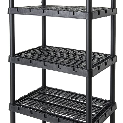 Gracious Living 5 Shelf Knect-A-Shelf Ventilated Extra Heavy Duty Storage Unit Organizer System for Home, Garage, Basement, and Laundry, Black Gracious Living