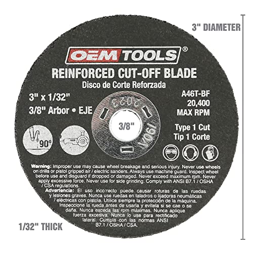 OEMTOOLS 26528 10 Piece Cut Off Wheel Set with Mandrel, Cutoff Wheel Mandrel Set, Premium Metal Cutting Wheels w/ 3/8" Arbors, Die Grinder Cut Off OEMTOOLS