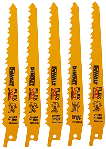 DEWALT FLEXVOLT Reciprocating Saw Blades, 5-Pack, 6”, 6TPI, Stainless Steel (DWAFV466) DEWALT
