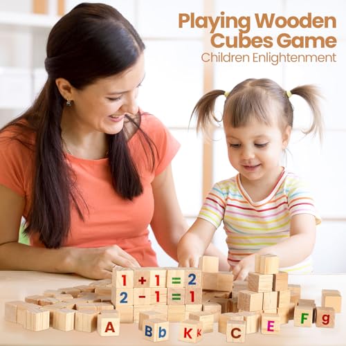 Barydat 300 Pcs Wooden Cube Unfinished Wooden Craft Cube Natural Blank Wooden Block for Craft Square Wood Block Cube Craft Wood Craft Supply Wood Barydat