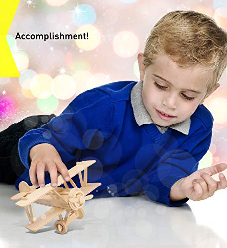 Puzzled 3D Puzzle Nieuport 17 Airplane - Wood Craft Construction Model Kit Aircraft, Fun Educational DIY Wooden Toy Assemble Model Unfinished Craft Puzzled