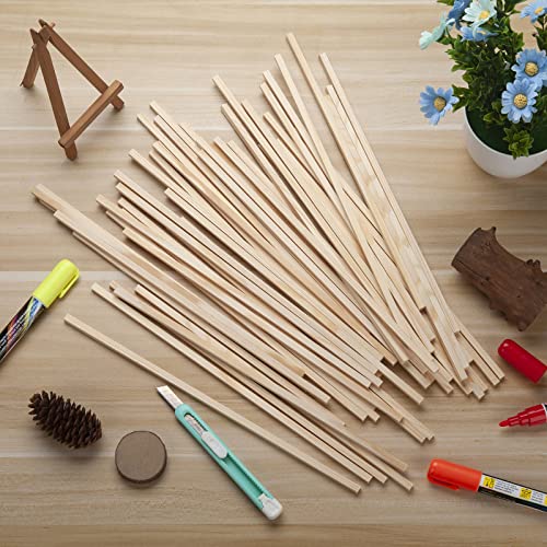 50PCS 1/4" x 12" Square Wooden Dowel Rods, Small Wood Square Dowel Rods Unfinished Wood Craft Sticks Hardwood Sticks Wooden Strips for Arts and Coowayze