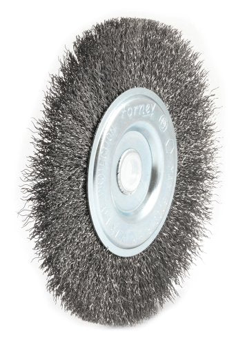 Forney 72745 Wire Bench Wheel Brush, Coarse Crimped with 1/2-Inch and 5/8-Inch Arbor, 6-Inch-by-.012-Inch Forney
