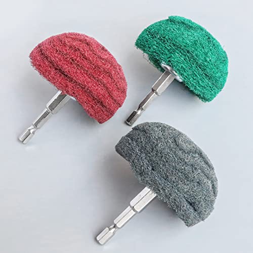 Hiqalty 6PCS Non Woven Abrasive Buffing Polishing Wheel Drill Attachment Set,Scouring Pads Power Scrubber Cleaning Kit, Power-Operated Abrasive Hiqalty