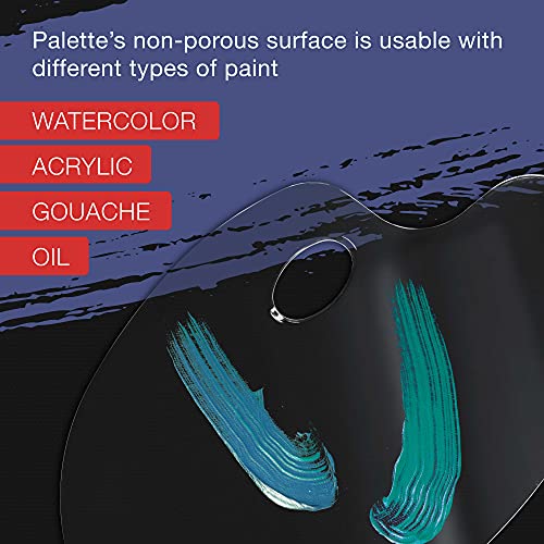 U.S. Art Supply 9.5" x 13.8" Clear Oval-Shaped Acrylic Painting Palette - Transparent Plastic Artist Paint Color Mixing Tray - Non-Stick, Easy Clean, U.S. Art Supply