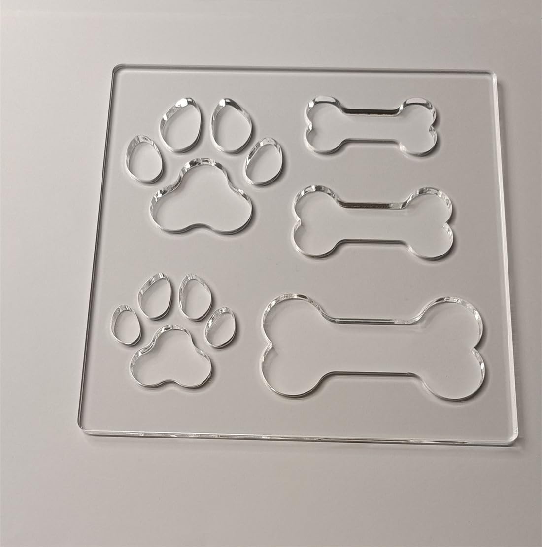 Paw Print Template,Dog Bone&Paw Inlay Acrylic Router Template,Clear Acrylic Template,Acrylic Router Template (7.75x7.75") Yuxuanish