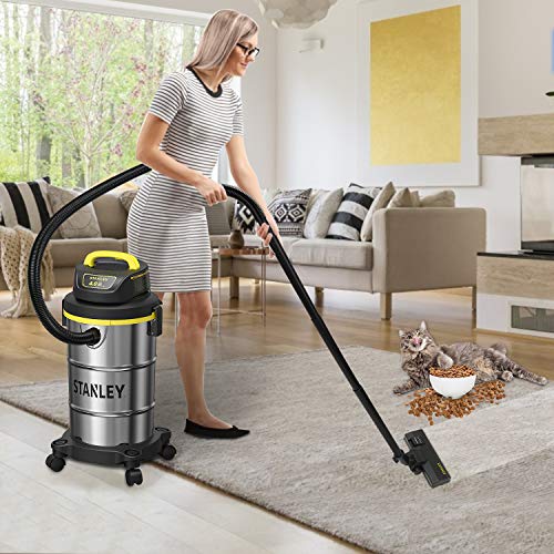 Stanley Wet/Dry Vacuum, 5 Gallon, 4 Horsepower, Stainless Steel Tank - Silver+yellow+black - SL18130 Stanley