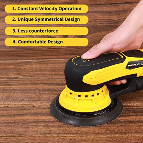 PHENDO Electric Random Orbital Sander Brushless 350W 3A Multi-function Variable Speed Corded Orbital Sanders Machine For Woodworking, Car, Drywall PHENDO