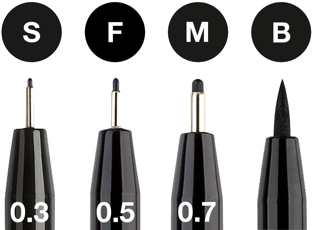 Faber Castell 167100 Pit Artist Pens, Set of 4, Black Assortment, 199 S, F, M, B Faber-Castell