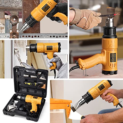 SEEKONE Heat Gun 1800W Heavy Duty Hot Air Gun Kit With Carry Case Variable Temperature Control 122℉~1112℉(50℃- 600℃) Overload Protection with 4 SEEKONE