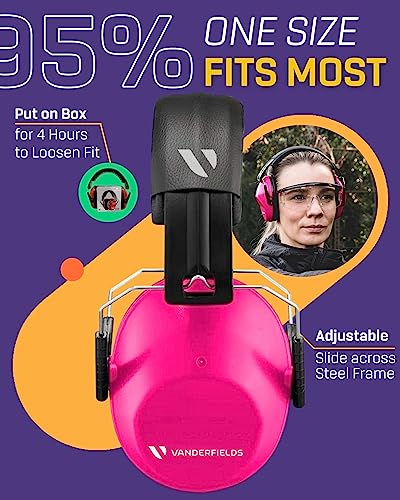 Vanderfields Hearing Protection Headphones 20dB Noise Reduction, Noise Cancelling Ear Muffs for Adults-Passive Ear Protection for Shooting Range, Vanderfields