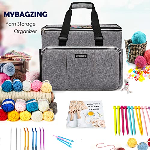 Knitting Bag, Large Yarn Storage Organizer, Crochet Bags and Totes, Yarn Bags for Crocheting, Yarn Holder Case for Knitting Needles, Crochet Hooks, MYBAGZING