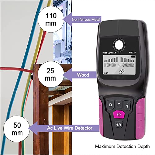 Wall Scanner, Handheld Digital Professional Multifunctional Stud Detector, Live Wire Cable PVC Water Pipe Metal Finder, Suitable for Detecting Metal, GOVRN