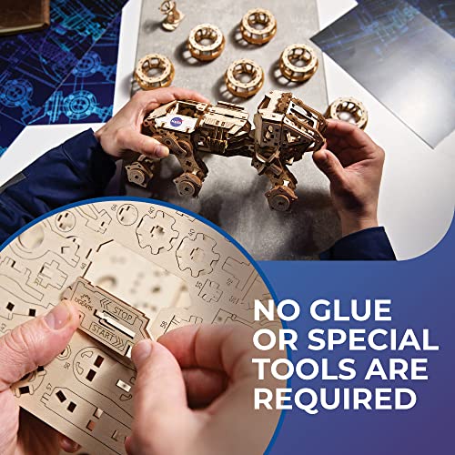 UGEARS Manned Mars Rover - Wooden Model Car Kit - 3D Wooden Models to Build for Adults - 3D Wooden Puzzle Set - All-Terrain 6x6 Drive Mars Rover UGEARS