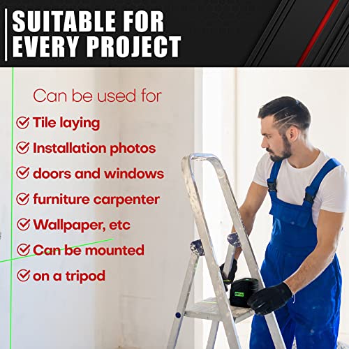 Laser Level,100ft/30m Self-Leveling Laser Level,Green Cross Line Laser,Vertical and horizontal lines,3 Brightness Adjustment,Rotates 360 C&T
