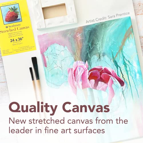 Strathmore 300 Series Stretched Canvas, Traditional Profile, 14x18 inches - Artist Canvas for Oil, Acrylic, Pouring & Mixed Media - 100% Cotton, Strathmore