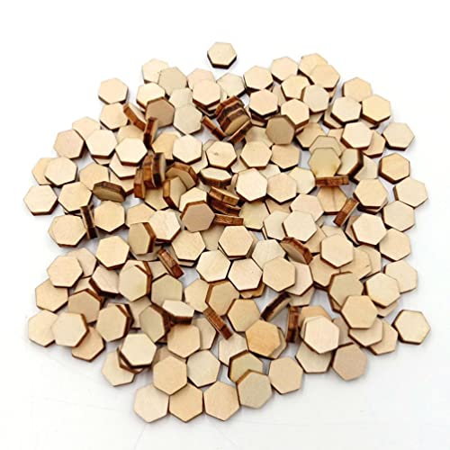 GANAZONO Unfinished Wood Pieces 100PCS Hexagon Blank Unfinished Wood Slices Unpainted Wood Hexagon Cutout for DIY Crafts Home Decoration Wedding GANAZONO