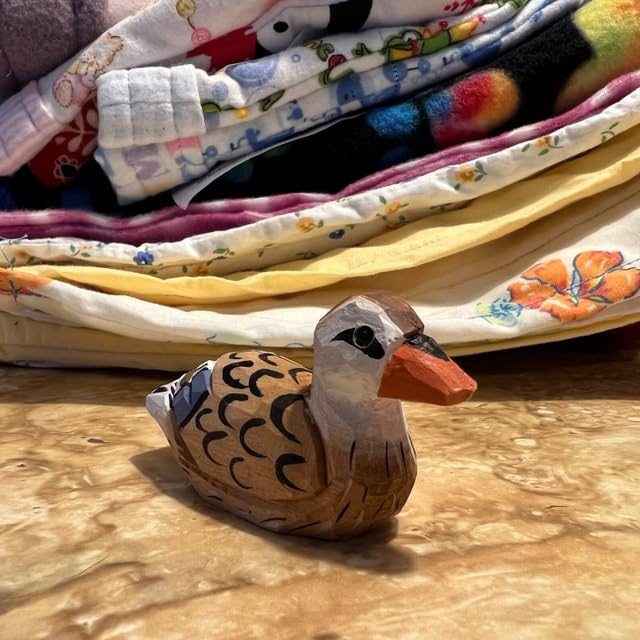 Female Mallard Duck Wood Ornament Brown Hen Hanging Figurine Handmade Carved Decoration Selsela