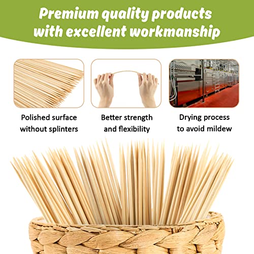 Sukh 290PCS Bamboo Sticks Bulk - Premium Natural Wooden Skewers Bamboo Skewers Wood Sticks for BBQ, Open Fire Pit, Caramel Apples, Hamburger, Fruit, Sukh