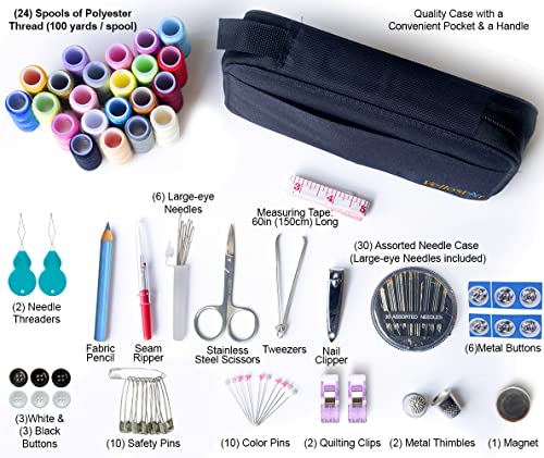 VelloStar Sewing Kit for Adults - Over 100 Sewing Supplies and Accessories - Needle and Thread Kit for Sewing - Hand Sewing Kit Basic for Small Fixes VelloStar