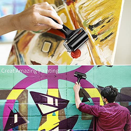 2Pcs Rubber Roller Brayer Rollers Hard Rubber 4 and 2.2 Inch for Printmaking (Black) by HRLORKC… HRLORKC