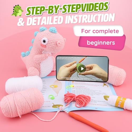 Blyrbnom Crochet Kit for Beginners Adults,Crochet Starter kit with Video Tutorials,Crochet Hook for Beginners Kids to Crochet Animal Kit,Knitting Blyrbnom