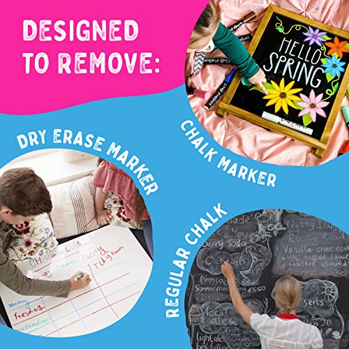 Chalkola Natural Chalkboard Cleaner Spray & Eraser Kit for Liquid Chalk Markers - Suitable for Whiteboard, Blackboard and Dry Erase Boards - Comes Chalkola