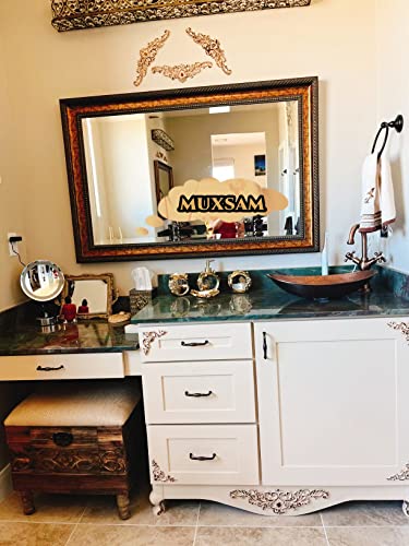 MUXSAM Long Wood Carved Appliques Onlays, 2-Pack Unpainted Decorative Corner Carving Decals Set for Wall Door Cabinet Mirror Closet Wardrobe Dresser MUXSAM