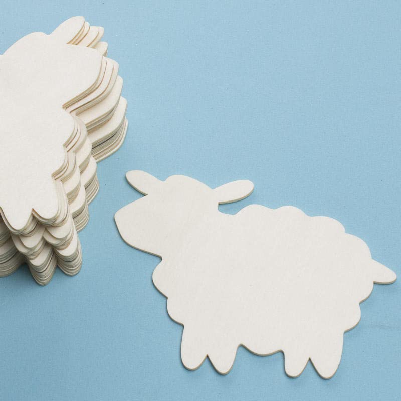 Pack of 24 Unfinished Wooden Sheep Cutouts - Baby Lamb Blank Wood Cutouts Ready for DIY Kids Crafts Religious VBS and Sunday School Activities from Factory Direct Craft