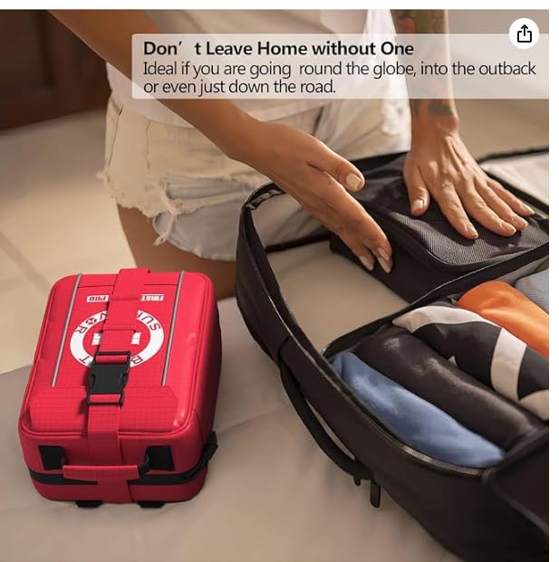 Comprehensive First Aid Kits -Labeled Compartments Trauma Kits, Compact Emergency Kits for Car, Boats, Camping, Hurricanes and Outdoor Emergencies, Besst Survivor