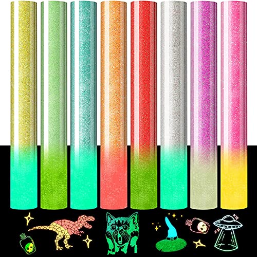 YUUAND Soft Metallic Foil Heat Transfer Vinyl Glow Color in Dark HTV Heat Vinyl Bundle Vinyl Glitter Home DIY YUUAND