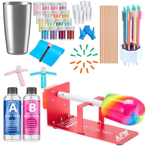 Cup Turner for Crafts Tumbler Cup Spinner Machine Kit,Wood Cuptisserie  Turner DIY Glitter Epoxy Tumblers with Silent UL Motor Safety Switch 2  Foams Accessories (Simple)