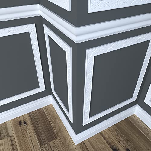 425-4WHW Unfinished White Hardwood Ivy Embossed Chair Rail Moulding ORNAMENTAL