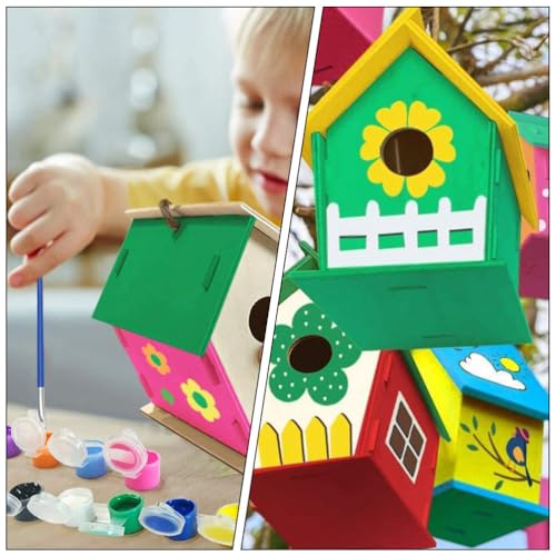 VILLCASE 1 Set Lanyard House Unfinished Arts Kits Kids Craft Wind Chime Ornament Wind Chime Pendant Wind Chime Kit Pigment Child Decorate Wood VILLCASE