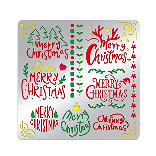 Wholesale BENECREAT Merry Christmas Stencils 15.6x15.6cm Christmas Tree  Antlers Snowflake Stainless Steel Stencil for Drawings and Woodburning 