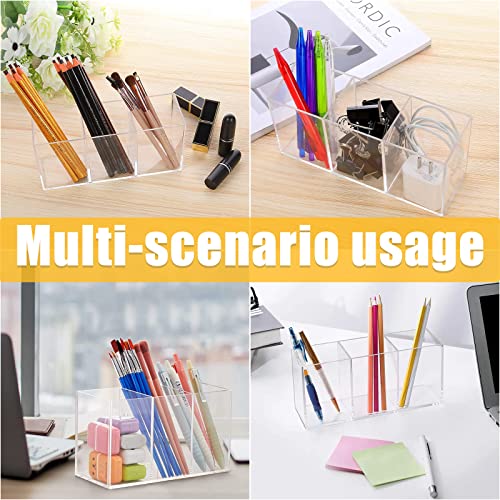 Cerpourt Clear Makeup Brush Organizer,Acrylic Cosmetic Brushes Storage Holder with 3 Slots,Pencil Pen Holder for Desk,Desk Organizer and Accessories Cerpourt