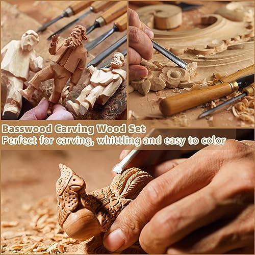 CYEAH 8 PCS Basswood Carving Block, 6 x 2 x 2 Inch Basswood for Wood Carving, Whittling Wood Carving Wood Blocks, Unfinished balsa Wood Blocks for CYEAH