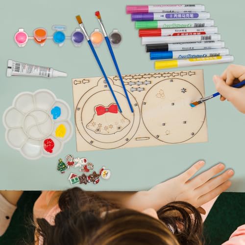 FTBox Christmas Wood Crafts Kit for Kids, Arts and Crafts Gifts for Boys Girls, Craft Activities Painting Art Toys for 6 7 8 9 10 11 12 Year Old FTBox