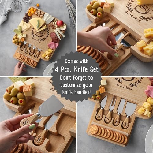 Personalized Charcuterie Board Large Cheese Board and Knife Set, Engagement Gifts, Customized Wedding Gifts for Couples Anniversary Gift Engraved ViaDante Home Concept