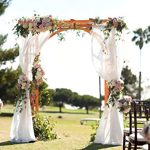 VINGLI 85in Wooden Arbor, Wedding Arch for Ceremony, Wood Trellis for Plant Climbing, Christmas Decor Pergola for Garden Backyard, Lawn (Teak) VINGLI