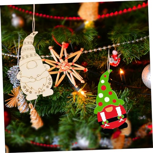 Yardenfun 40pcs Dwarf Wood Chips Wooden Christmas Decorations Decoupage Paper Blank Wooden Cutouts Unfinished Wood Cutouts Christmas Hanging Pendant Yardenfun